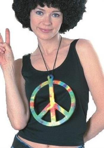 Big Peace Symbol 70s Hippie Make Love Not War Necklace