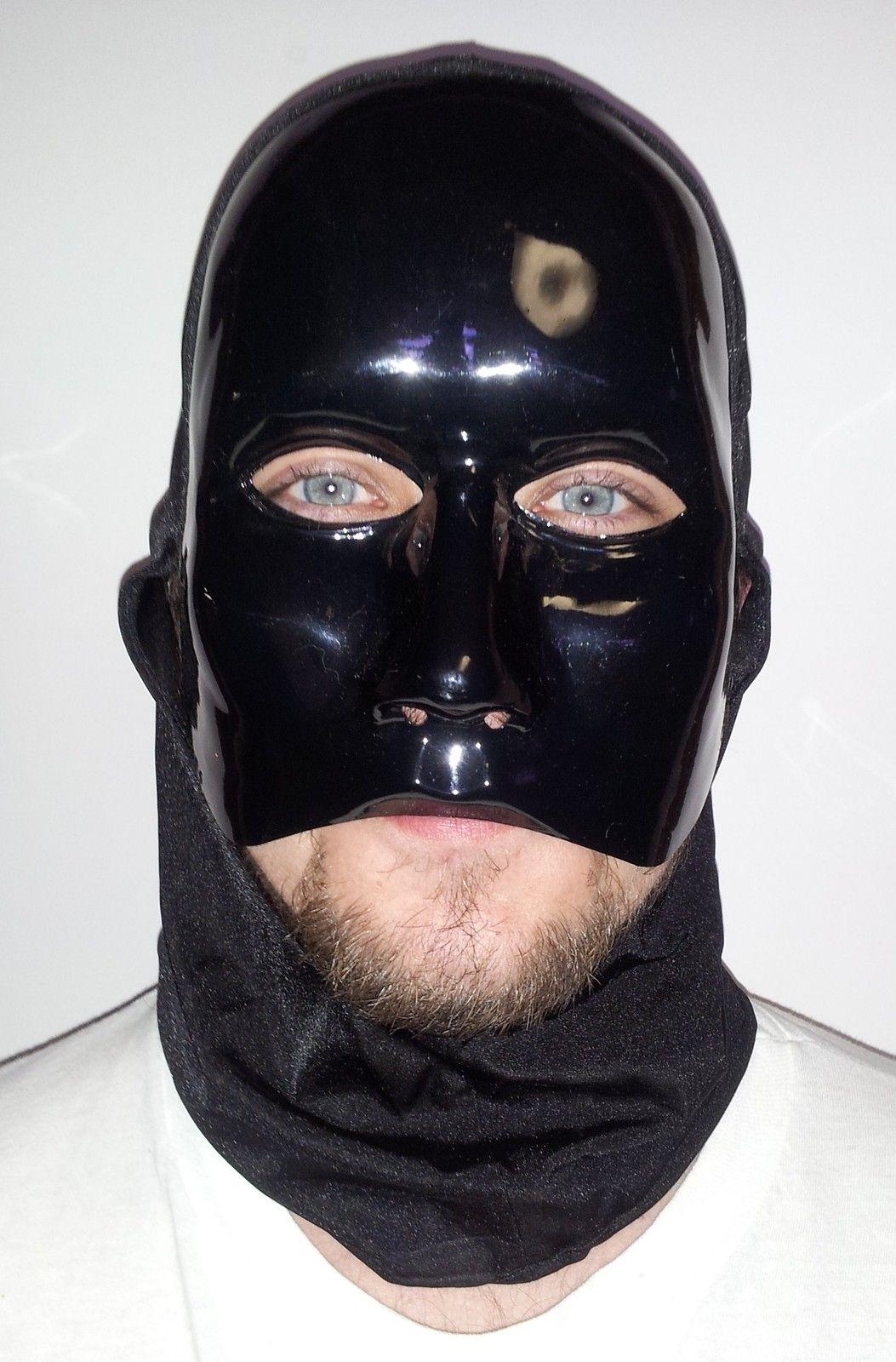 Cesar Plastic Black Knight Mask with Attached Fabric