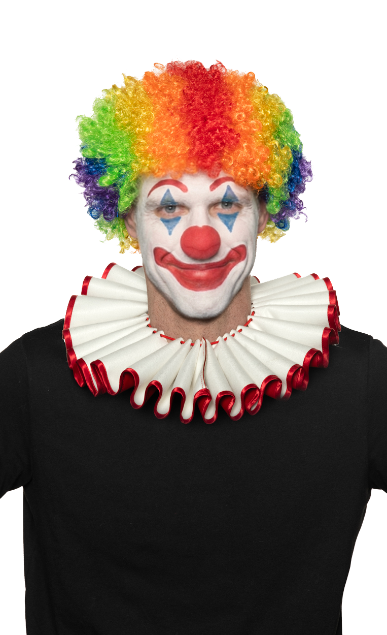 Reversible Clown Collar - Red/White Costume Accessory