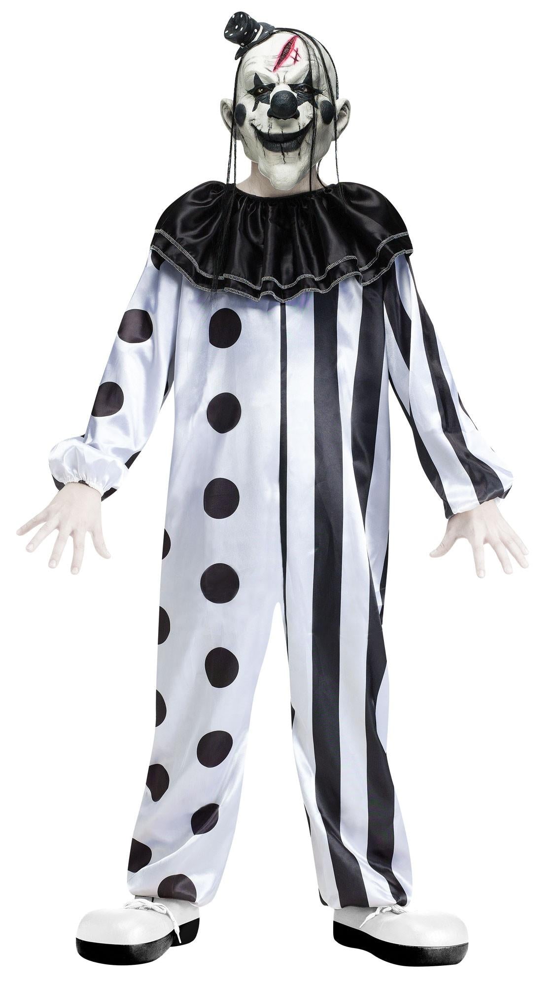 Black and White Killer Clown Child Costume Size Large 12-14