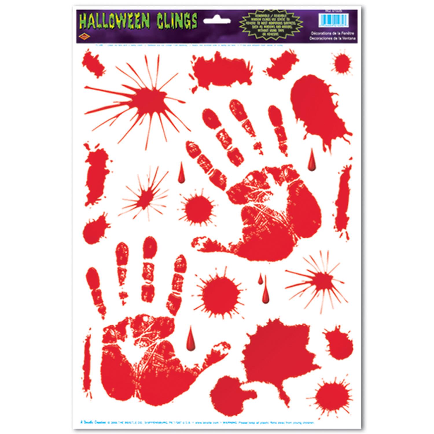 Bloody Halloween Window Clings Stickers Handprints