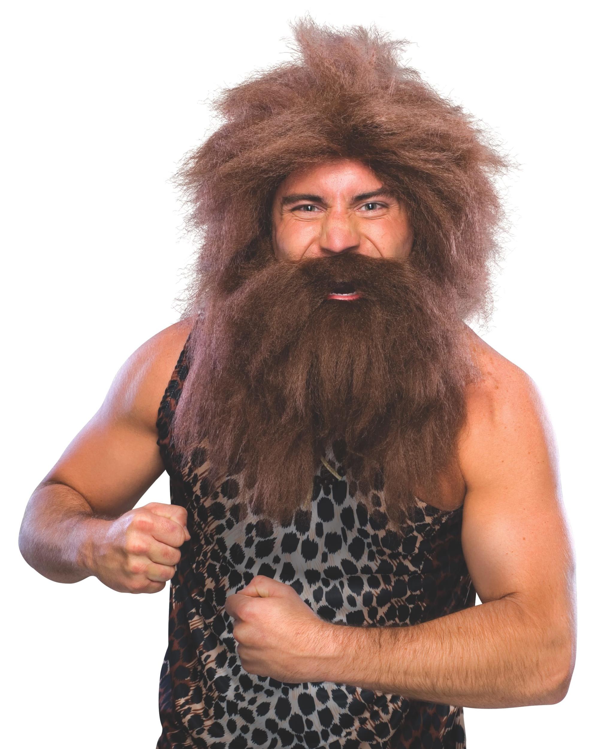 Brown Prehistoric Cave Man Wig and Beard