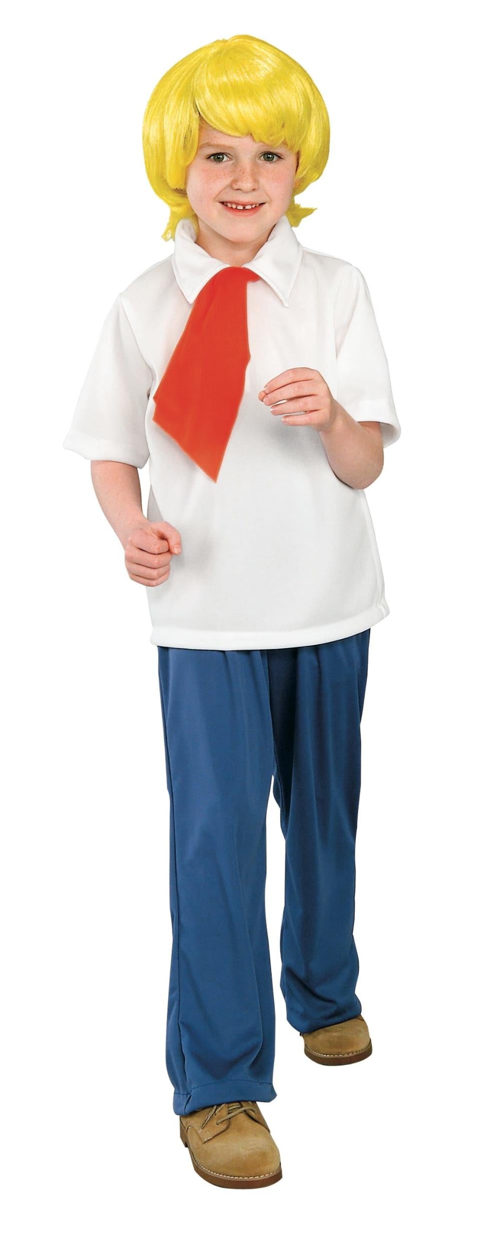 Scooby Doo: Fred Child's Costume Wig Shirt Pants Size Large 12-14