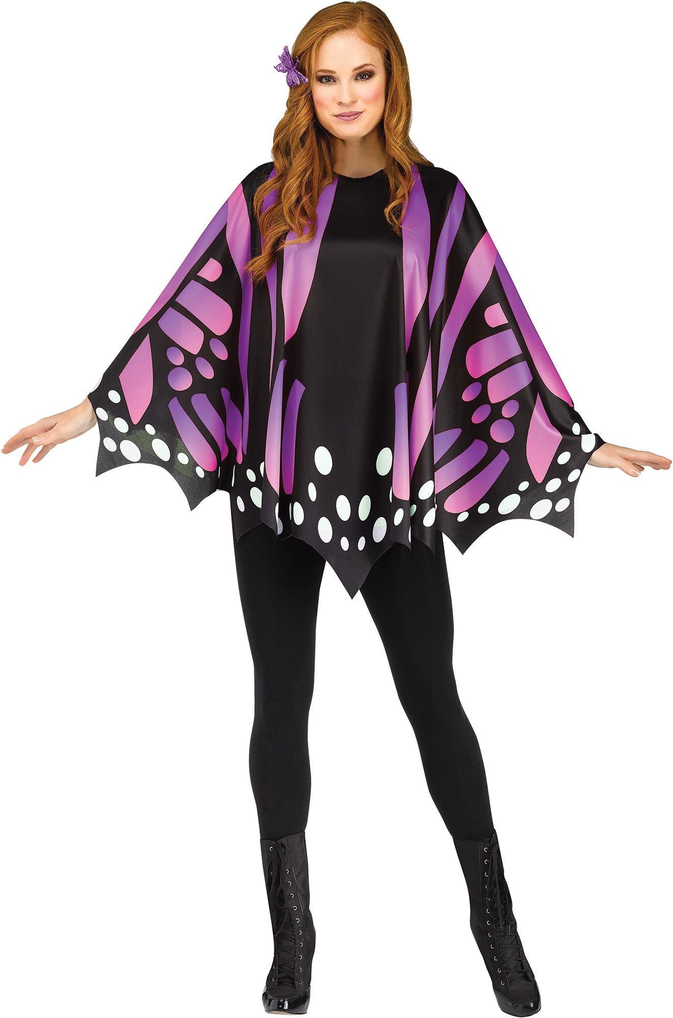 Purple Butterfly Poncho Women's Costume Accessory