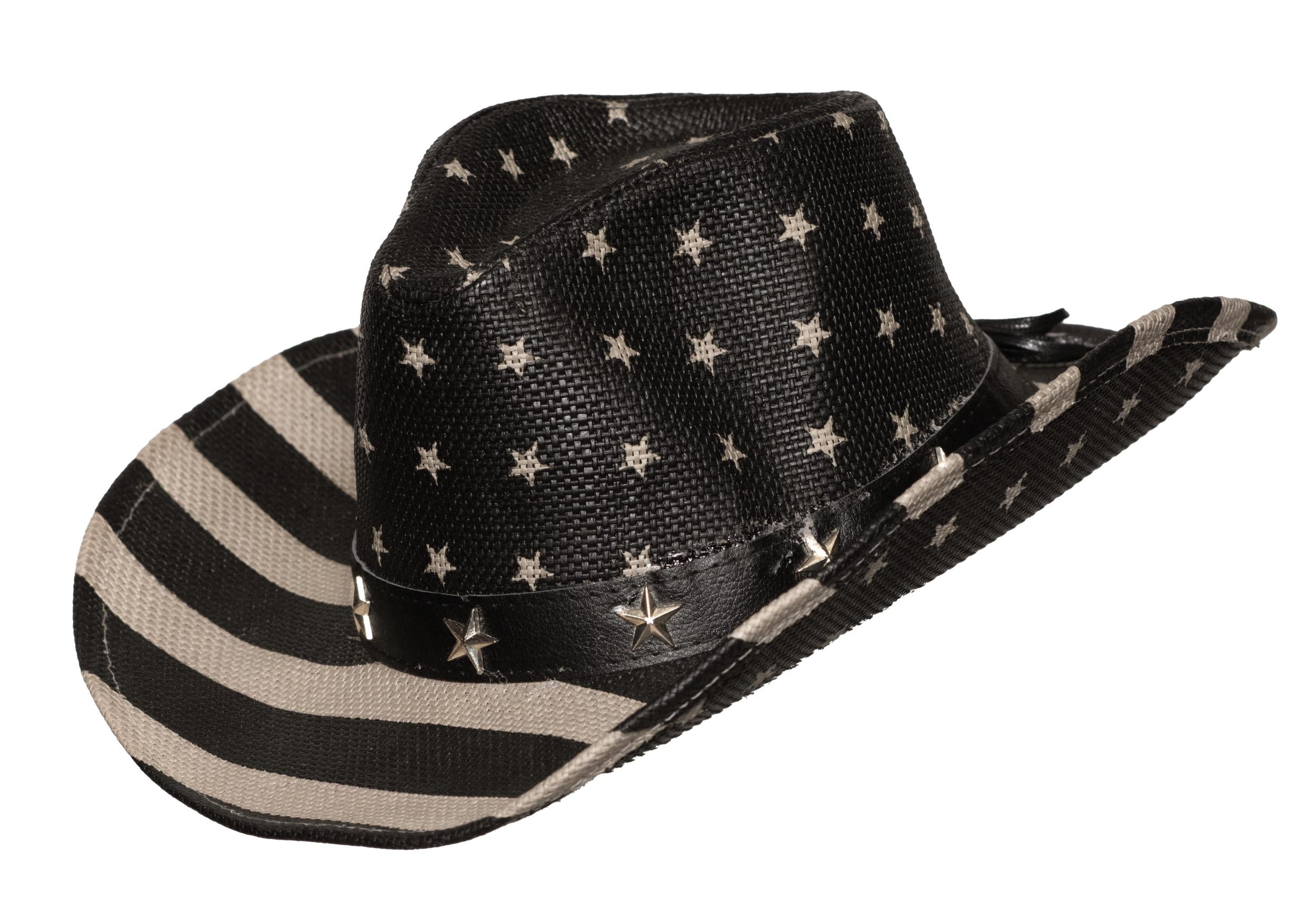 Black and Gray American Flag Cowboy Hat