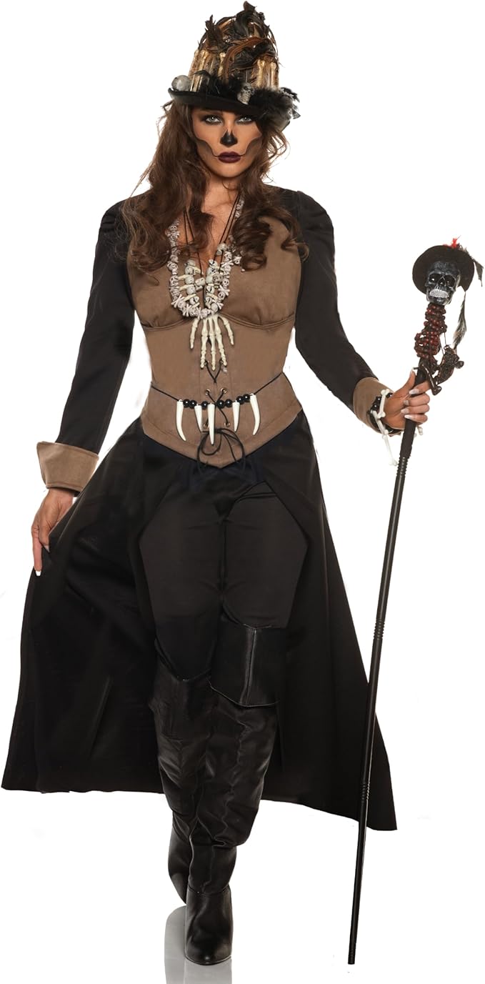 Voodoo Queen Priestess Witch Doctor Skull Priest Women's Costume