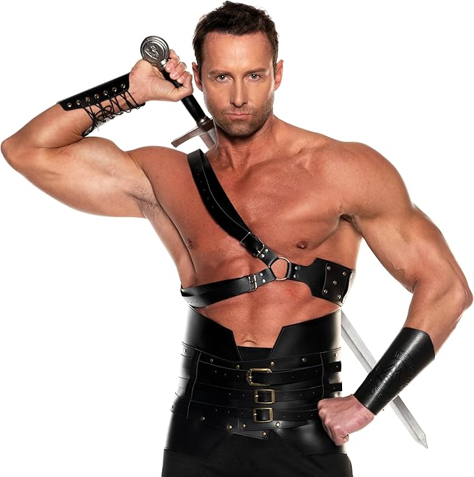 Celtic Sword Back Sling Faux Leather Holster Viking Knight Medieval Costume Accessory