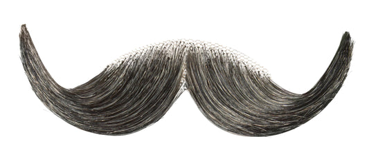 adult Handlebar Moustache black close-up