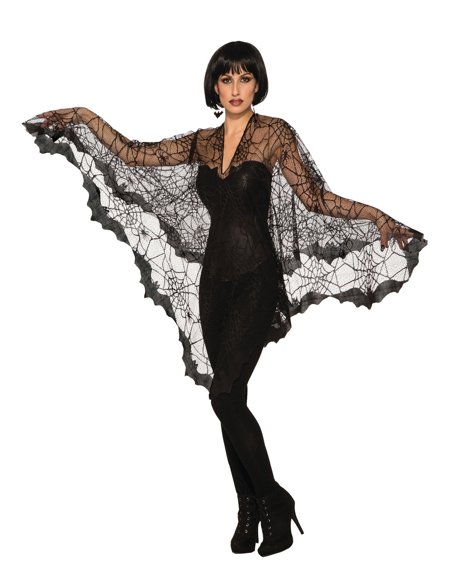 Black Lacey Bat Poncho Spiderweb Adult Pullover
