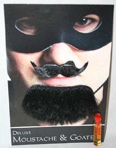 Black Spanish Amigo Deluxe Moustache and Goatee Facial Hair Kit