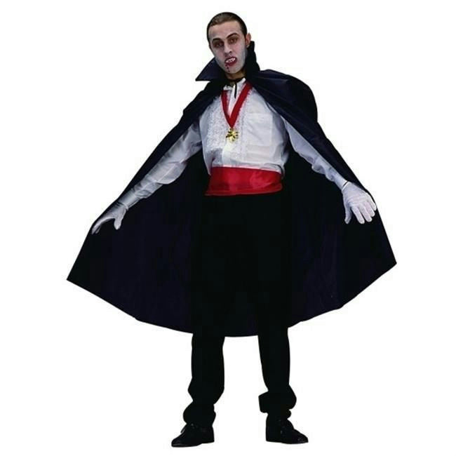 Black Nylon Taffeta Vampire Disguise Cape 45" Long with Stand Up Collar 75001