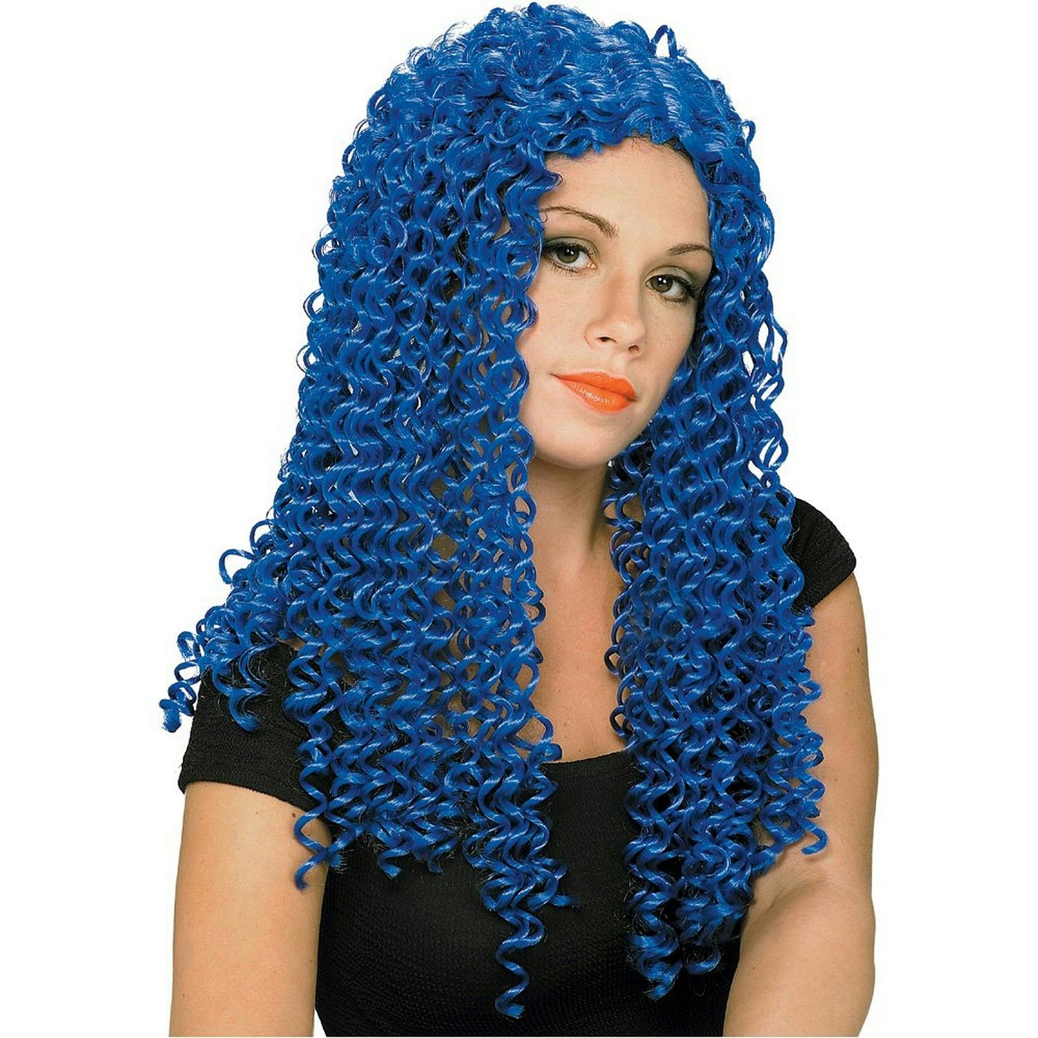 Blue Spiral Wild Curl Adult Costume Wig