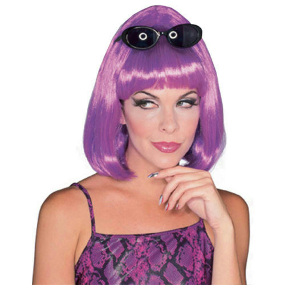 Purple Shoulder Length Bouffant Style Starlet Fashion Wig with Bangs