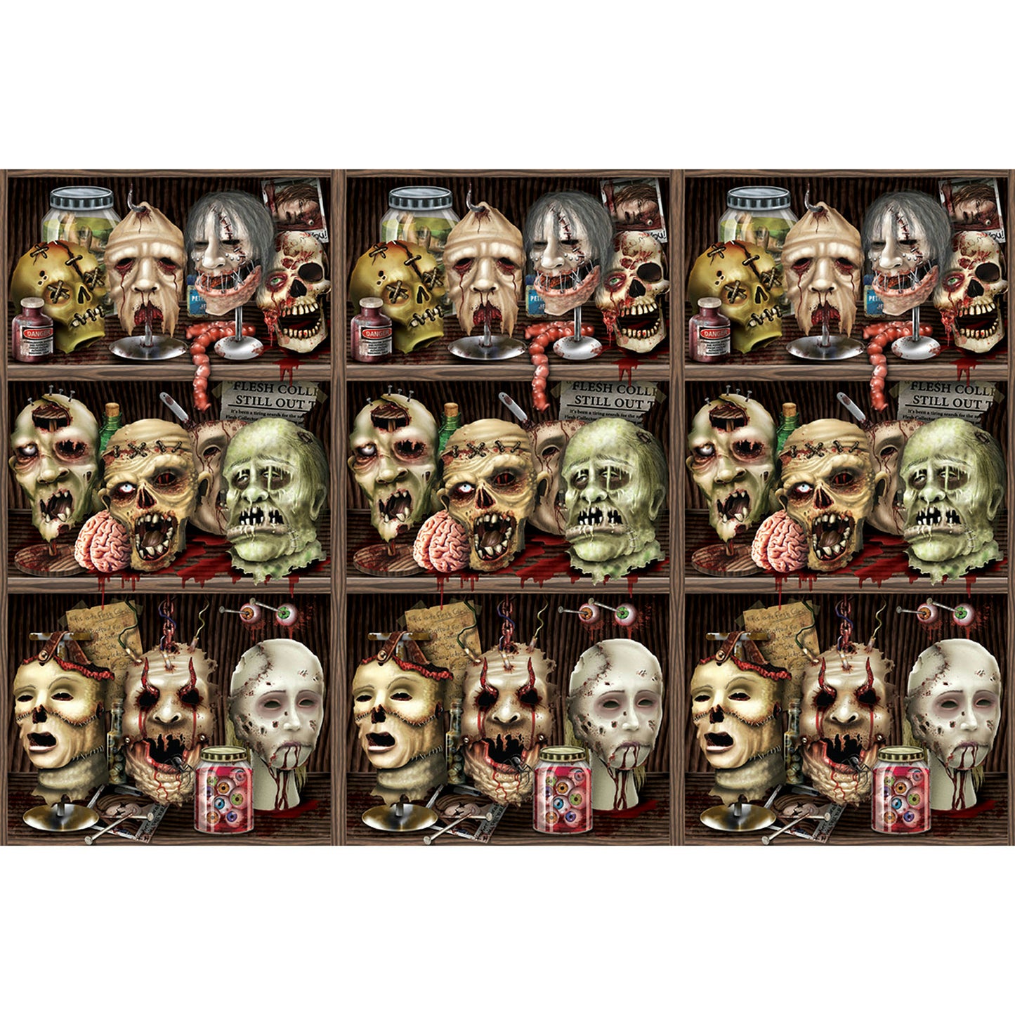 Scary Heads Backdrop Decoration 4 x 30 Feet