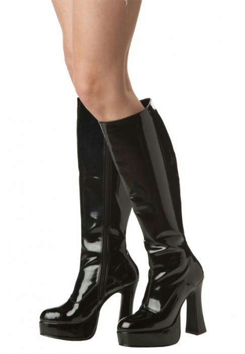 California Costumes Womens Sexy Black Patent Platform Boots Small 5-6