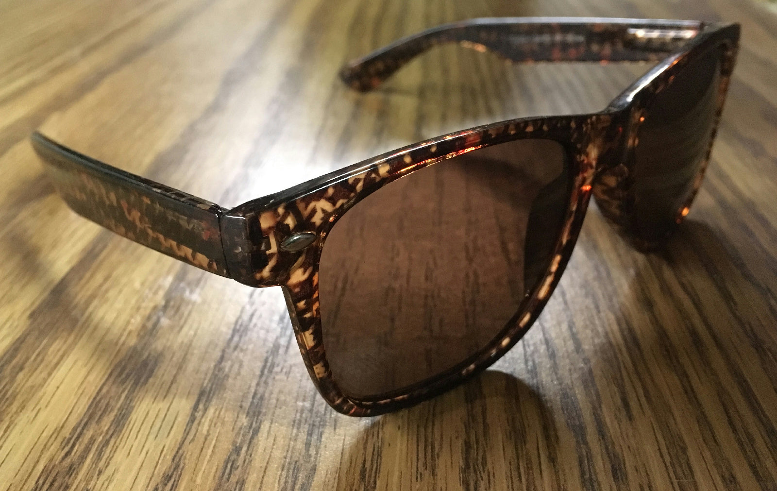 Brown Blues Brother Style Sunglasses with Houndstooth Design and Dark Lenses