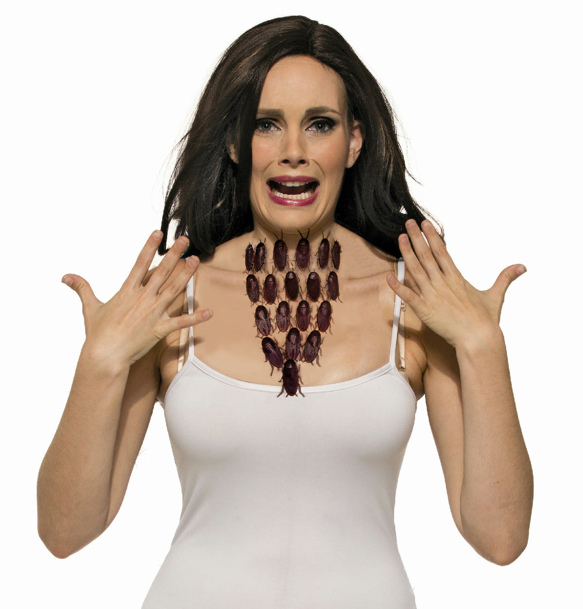 Creepy Crawly Cockroach Roach Necklace Halloween Gross Scary Accessory Realistic