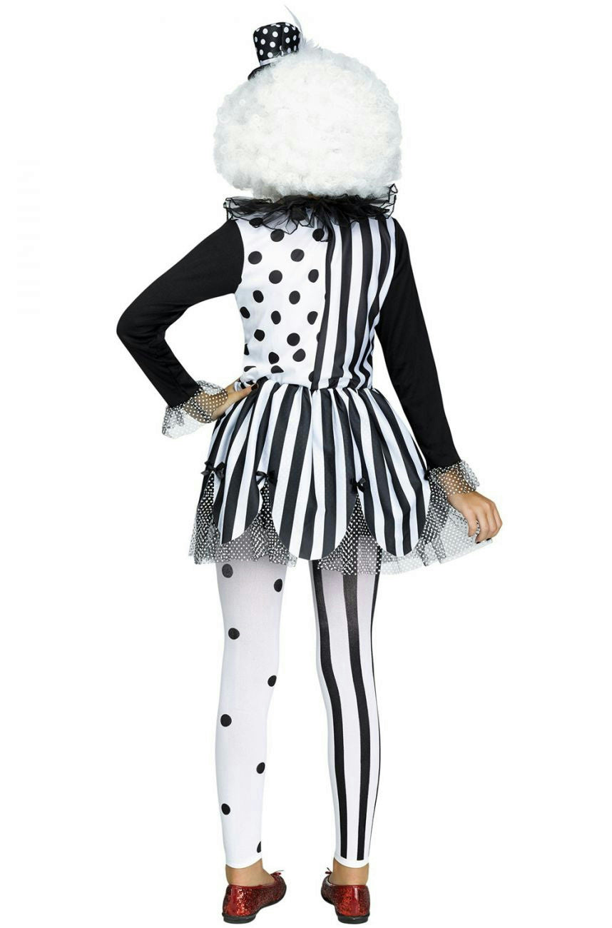 Black White Girls Killer Clown Costume Child Large 12-14
