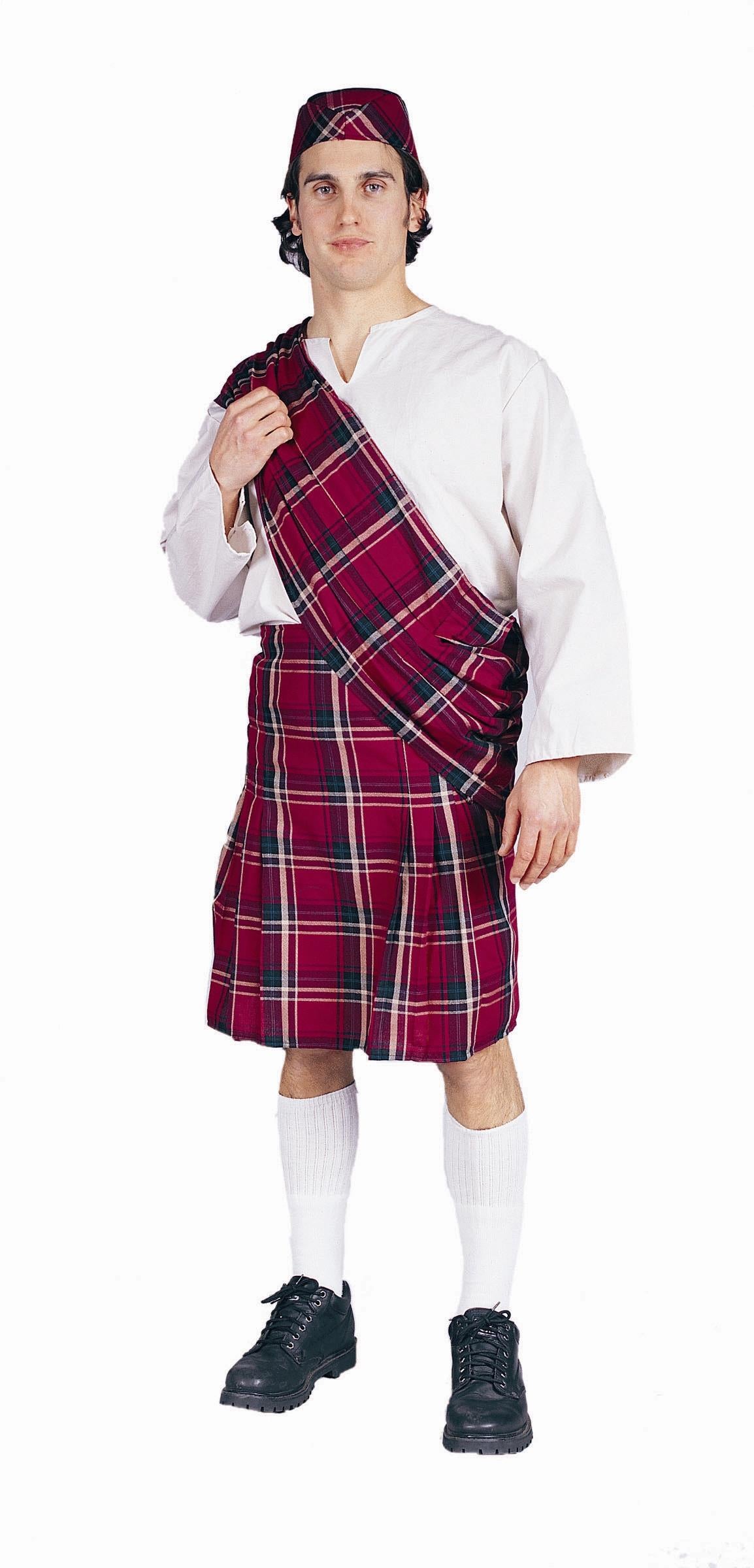 Scott Adult Costume Scottish Kilt and Hat