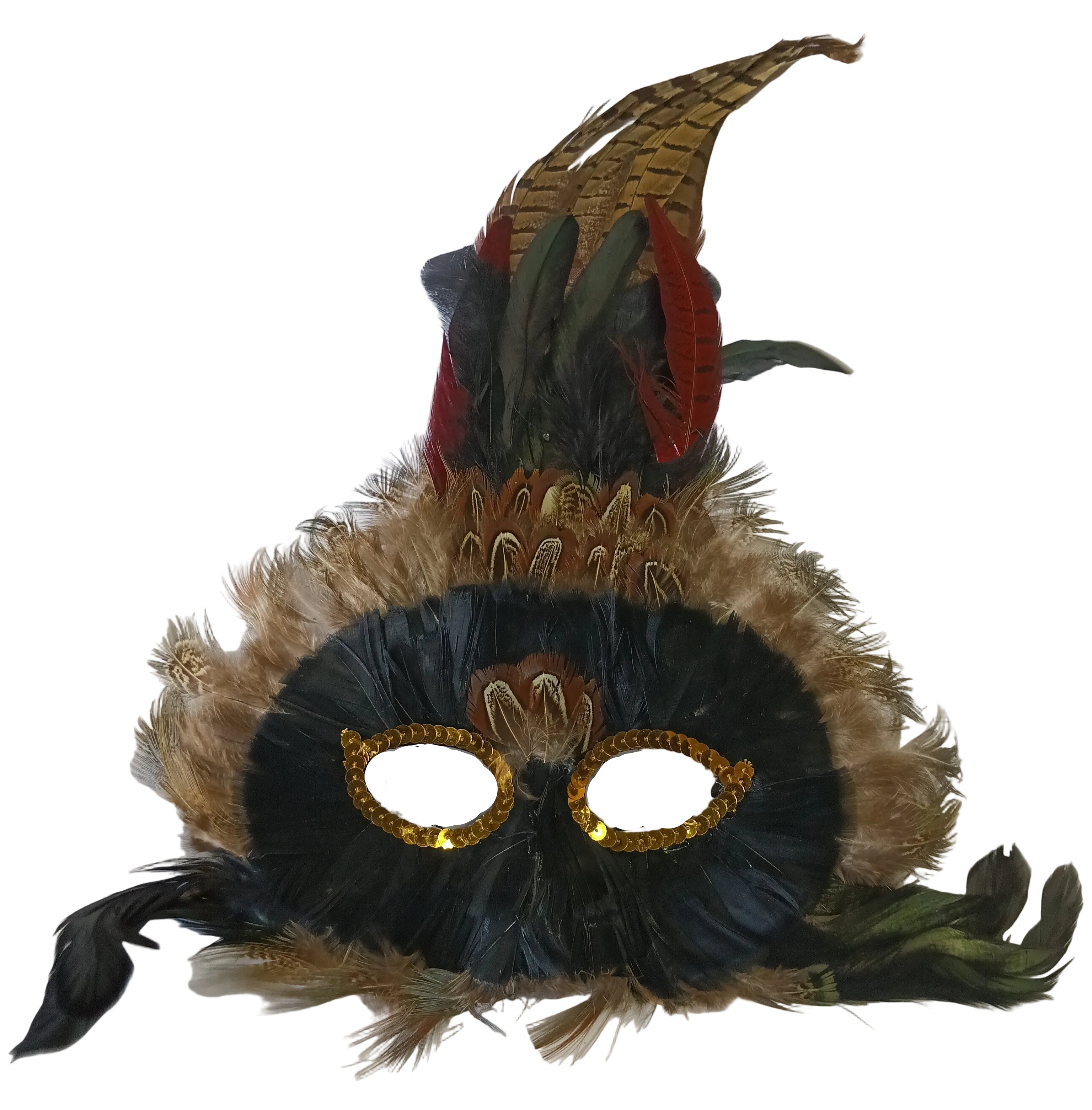 Be Wicked Black And Brown Feathers Festival Masquerade Venetian Mask