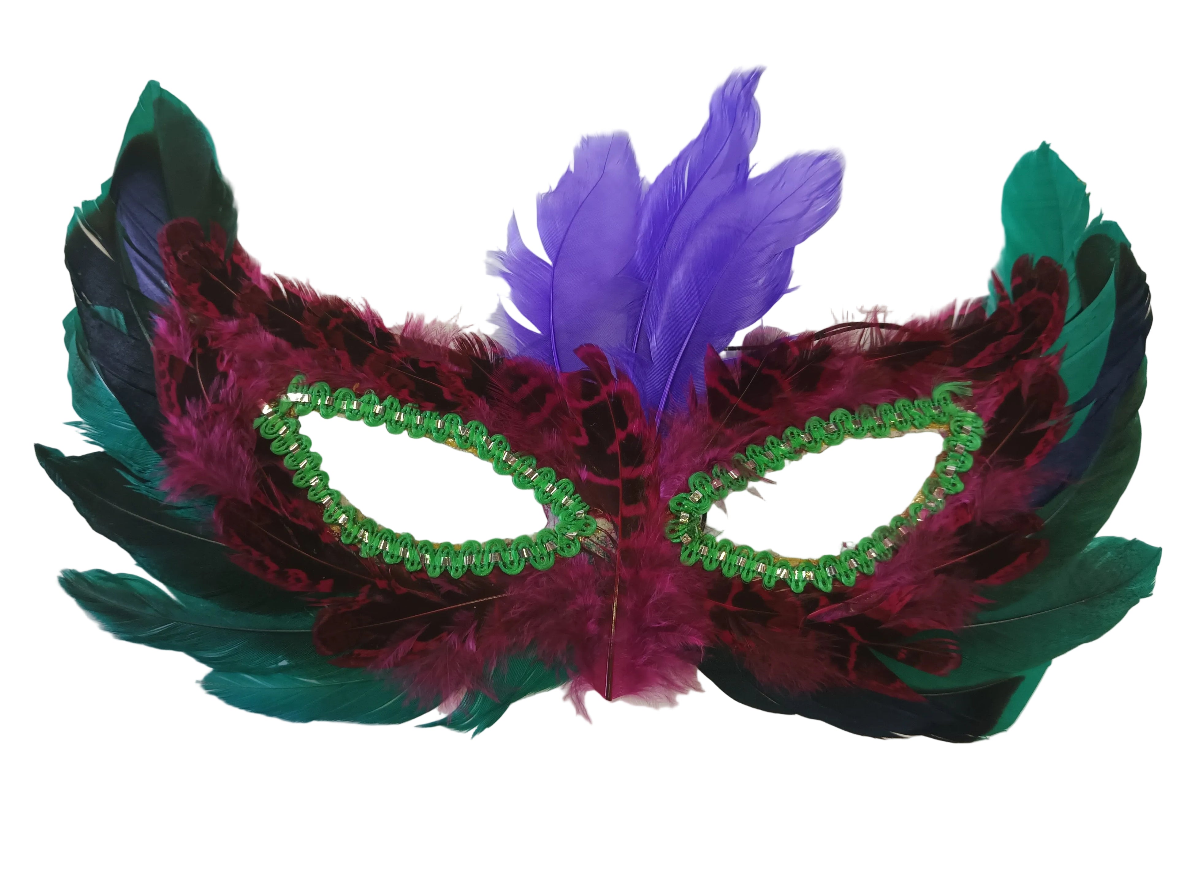 Multi Colored Feather Eye Mask Masquerade Made