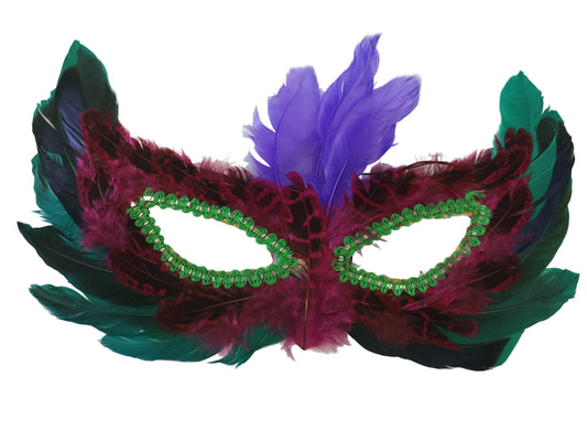 Multi Colored Feather Eye Mask Masquerade Made