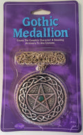 Gothic Medallion Star Pentagram Green Gem Accessory