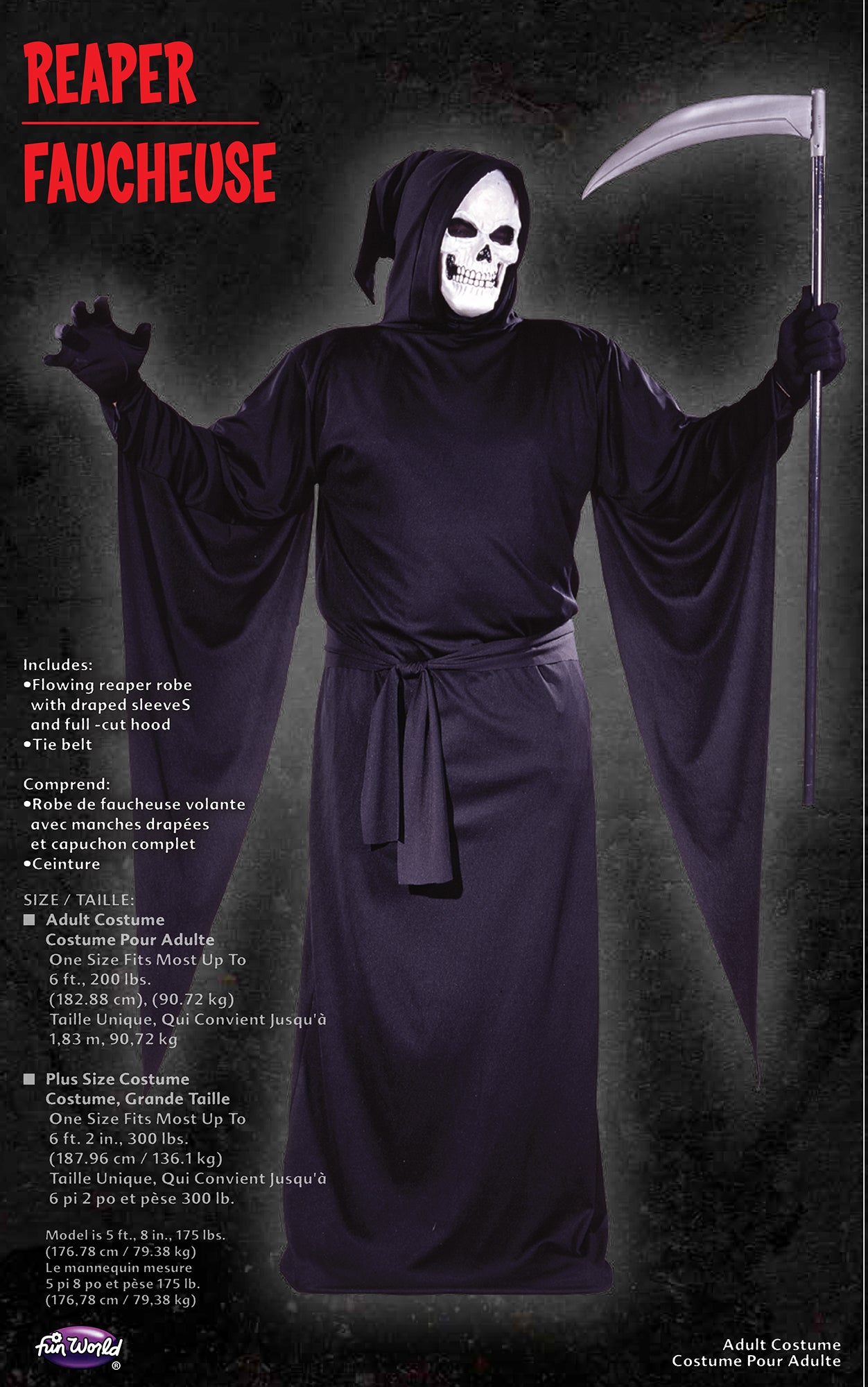 Grim Reaper Black Robe Plus Size Adult Costume XXL