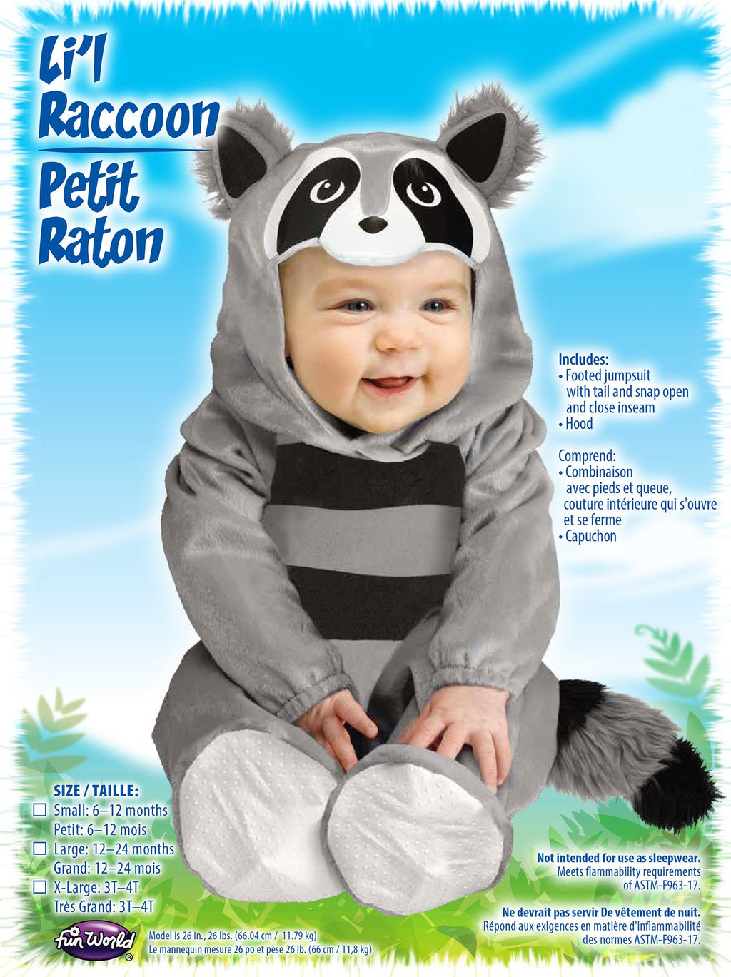 Baby Raccoon Toddler Costume Footed Jumpsuit Onesie