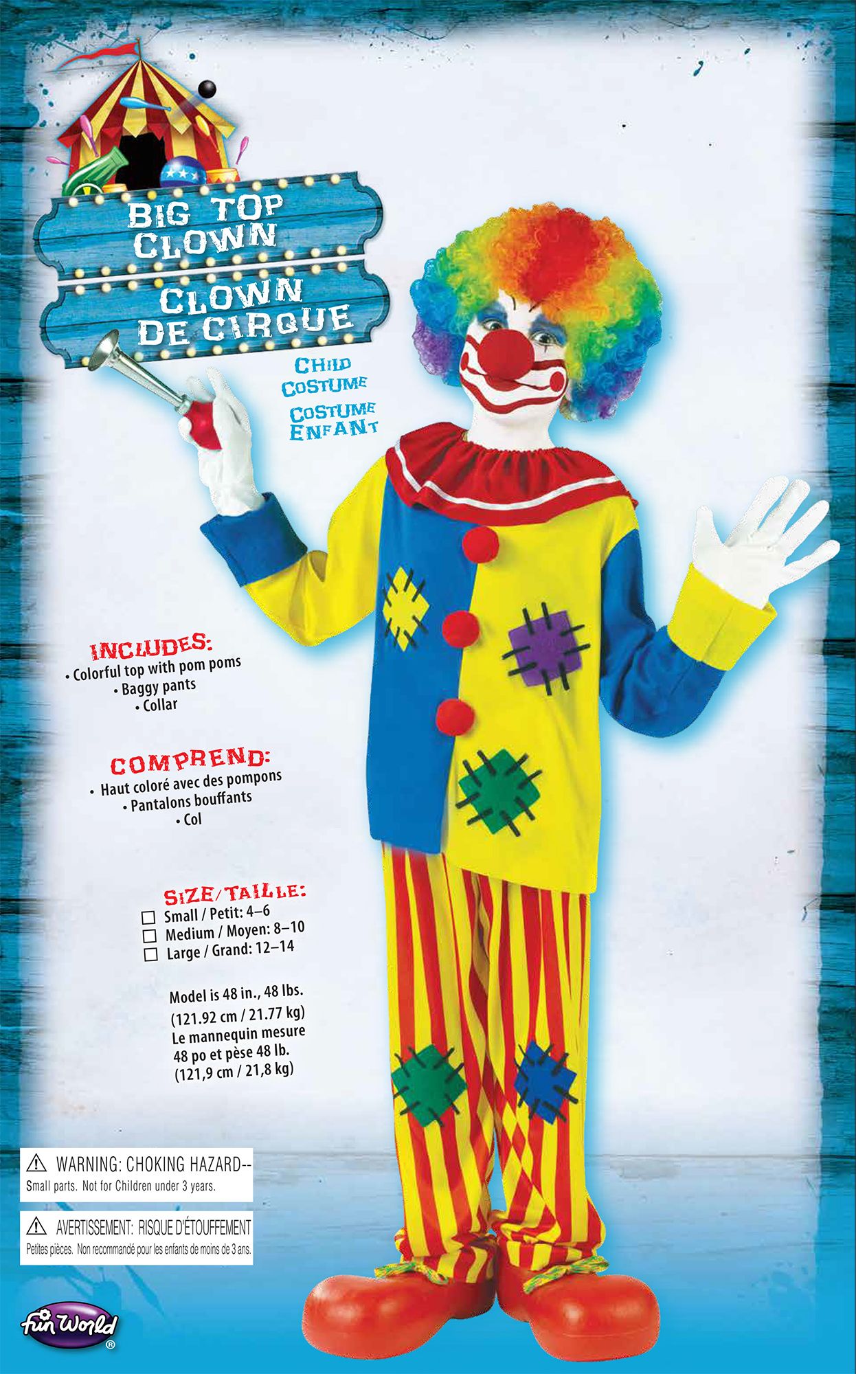 Big Top Clown Multicolor Boys Costume