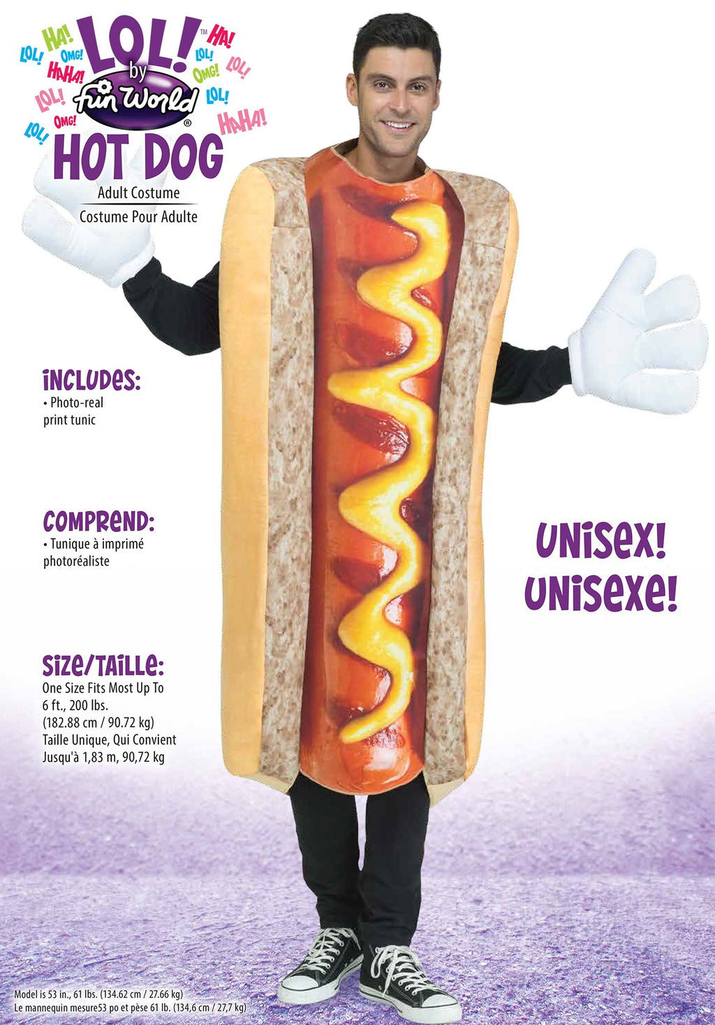 Photoreal Adult Hot Dog Costume Tunic Standard