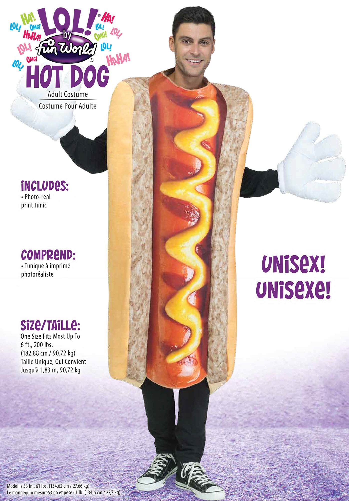Photoreal Adult Hot Dog Costume Tunic Standard