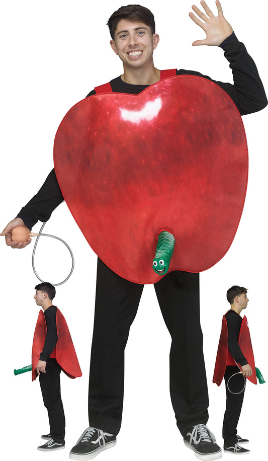 Squirmy Surprise Apple & 3D Worm Adult Costume