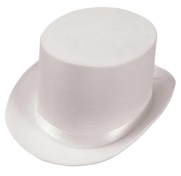 White Satin Top Hat Magician NEW