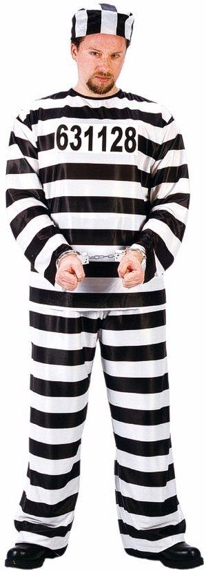 Jailbird Black and White Adult Prisoner Costume