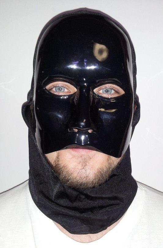 Cesar Plastic Black Knight  Mask with Attached Fabric