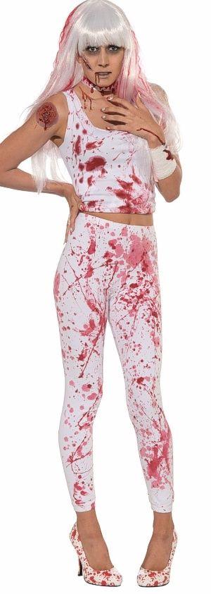 White Adult Bloody Leggings With Blood Spatter Costume Accessory