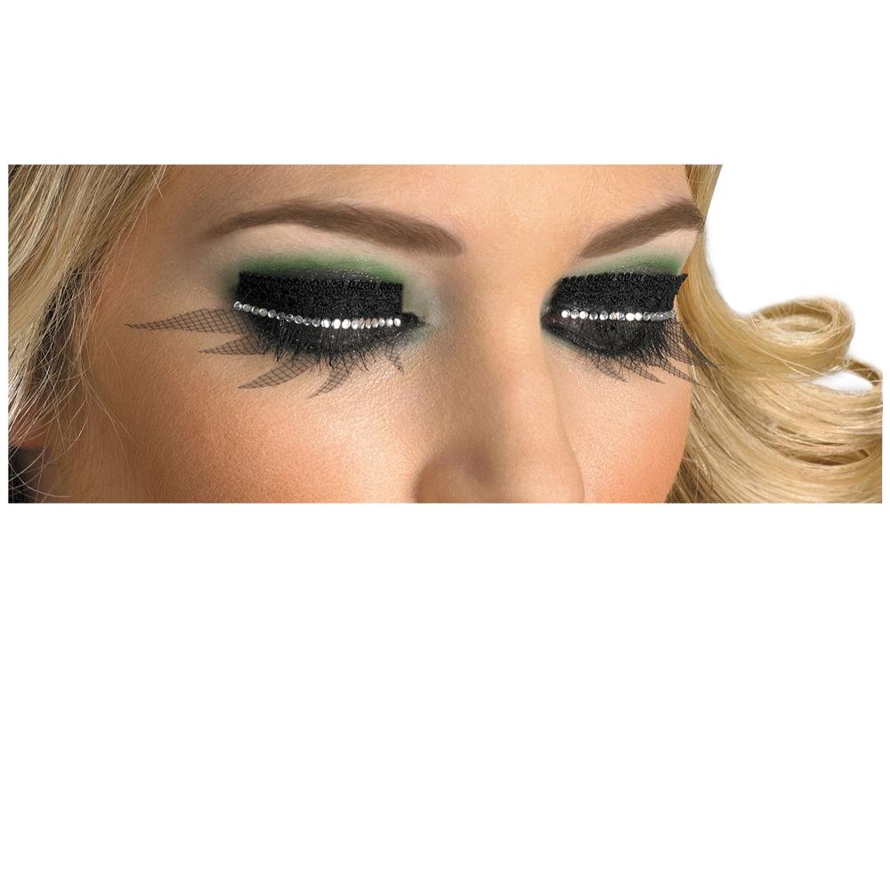 Fishnet and Rhinestone Mesh Glitter Sparkle Fake False Eyelashes