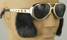 Load image into Gallery viewer, King of Rock N Roll Elvis Presley Glasses with Side Burns Gold Sunglasses
