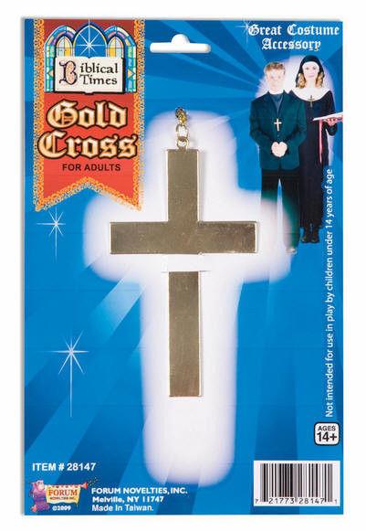 Gold Metal Theatrical Cross Necklace
