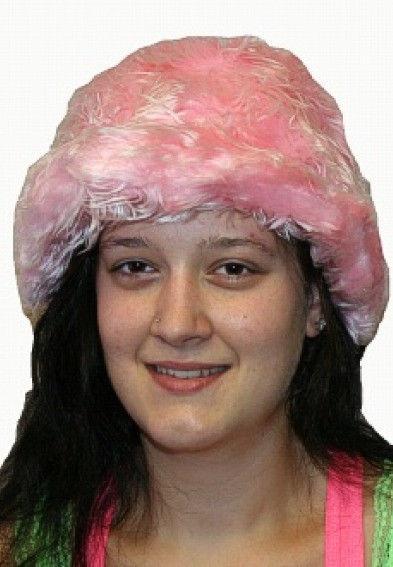 Cotton Candy Pink and White Furry Fuzzy Bucket Phat Hat