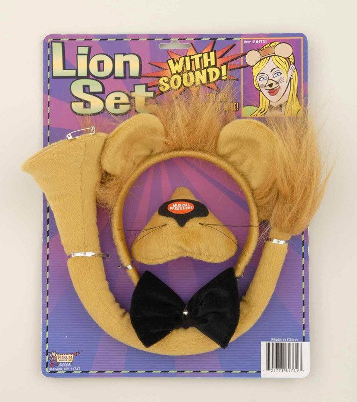 Lion Headband and Nose Ears Bow Tie Set with Sound