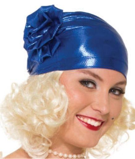 Blue Metallic 20's Flapper Cloche Turban Hat Costume Accessory