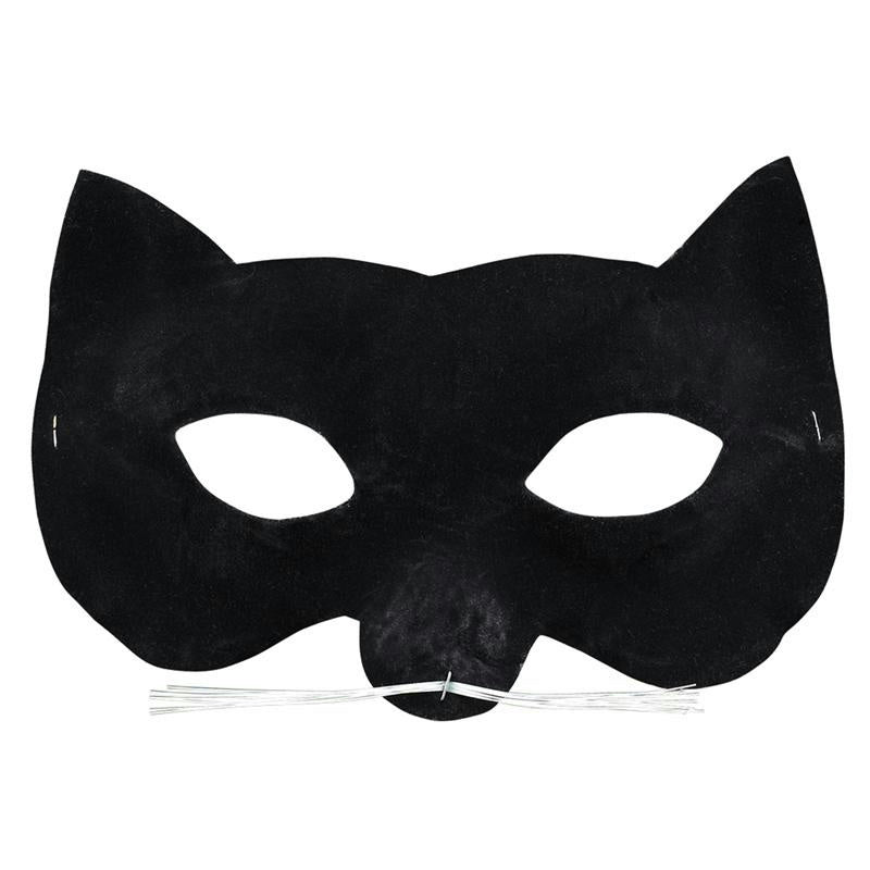 Masquerade Velvet Black Kitty Cat Eyemask with Whiskers