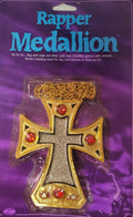 Gold Cross Rapper Medallion Red Gems