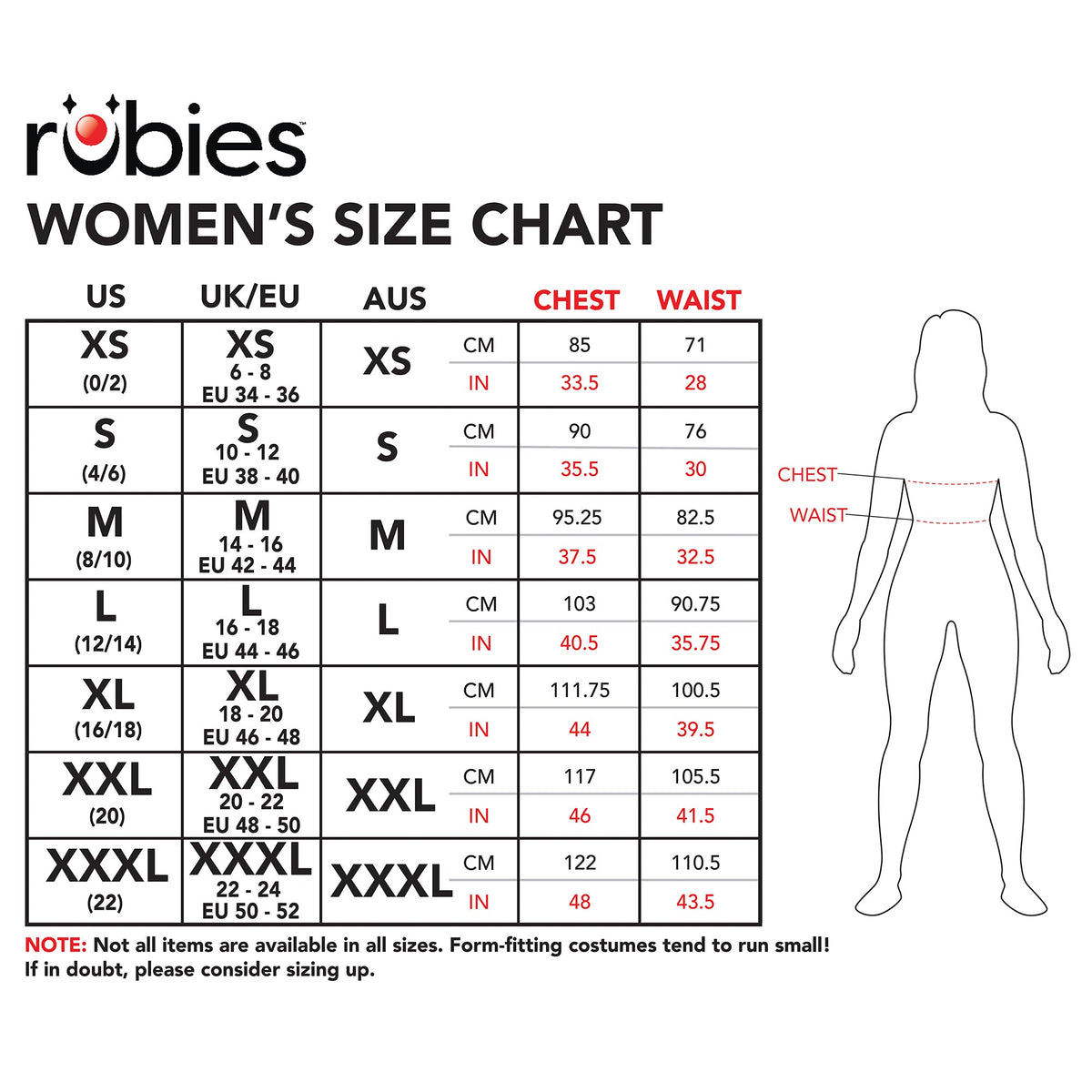 Rubie's Women's Size Chart