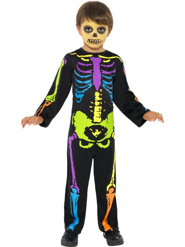 Kids Neon Rainbow Punky Skeleton Halloween Costume Size Small