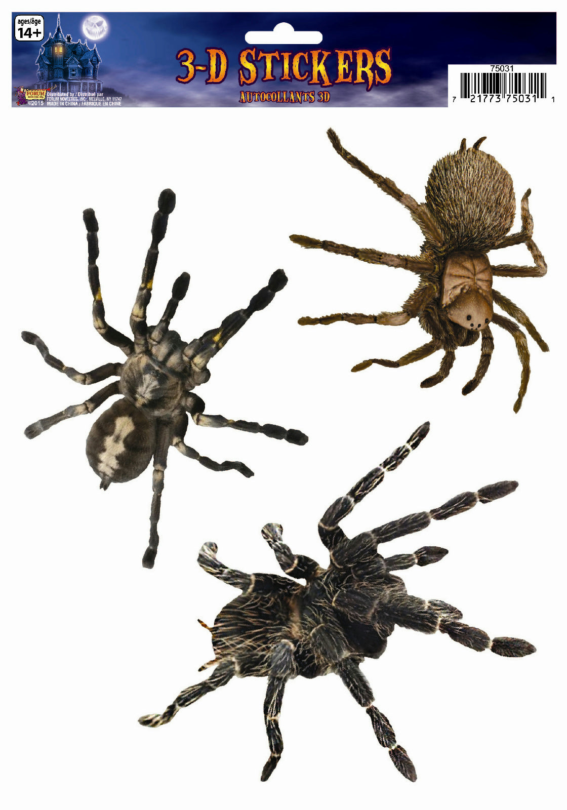 3D Spider Window Stickers- 3 Spiders