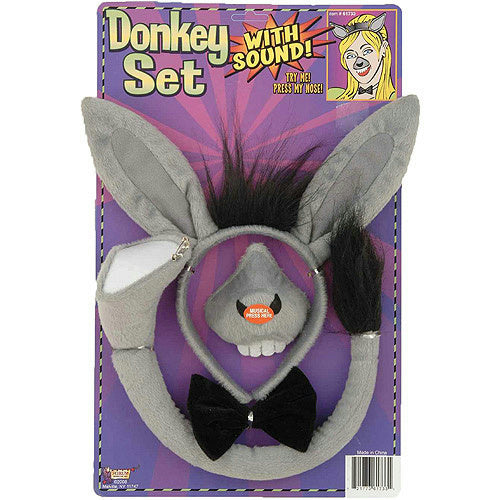 Donkey Headband and Nose Ears Bow Tie Set with Sound