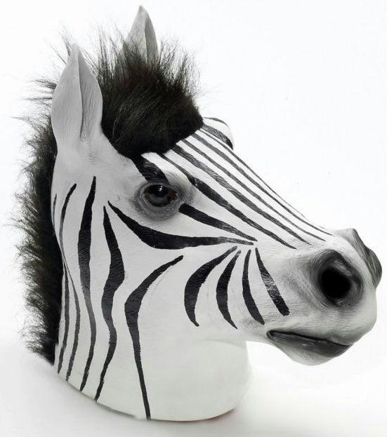 Zebra Latex Mask with Mane Forum Closed Mouth Farm Animal